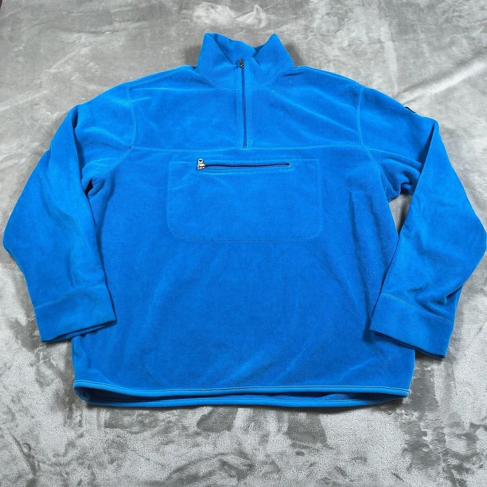 Vintage Polo Sport Sweatshirt Mens XL‎ Blue Fleece Quarter Zip Pullover Polartec